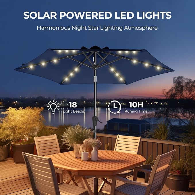 Solar Patio Umbrella with LED Lights 8